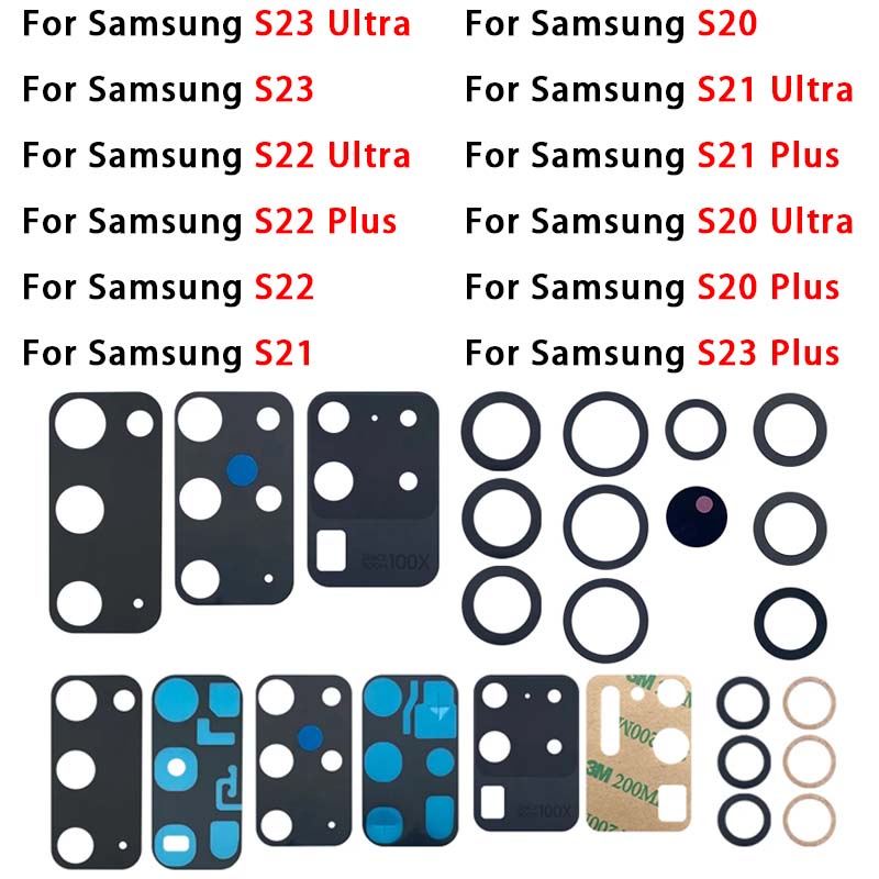 เลนส์กระจกกล้องด้านหลัง พร้อมสติกเกอร์กาว สําหรับ Samsung S23 S22 S20 Plus Ultra