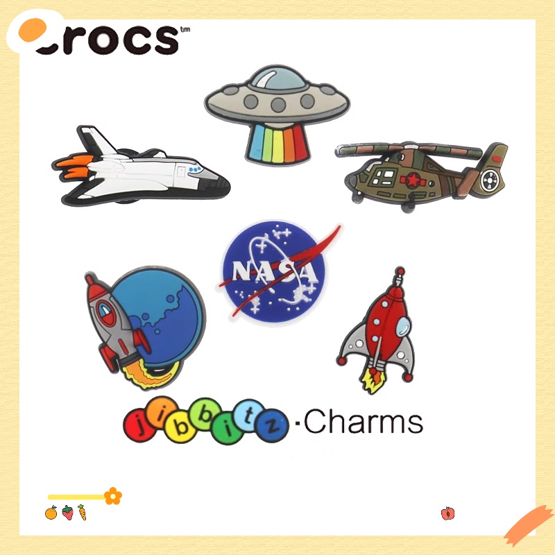 Crocs Jibbitz Spacecraft series หัวเข็มขัดรองเท้า การ์ตูนดอกไม้ รองเท้า Crocs charms แฟชั่น อุปกรณ์เสริม Crocs