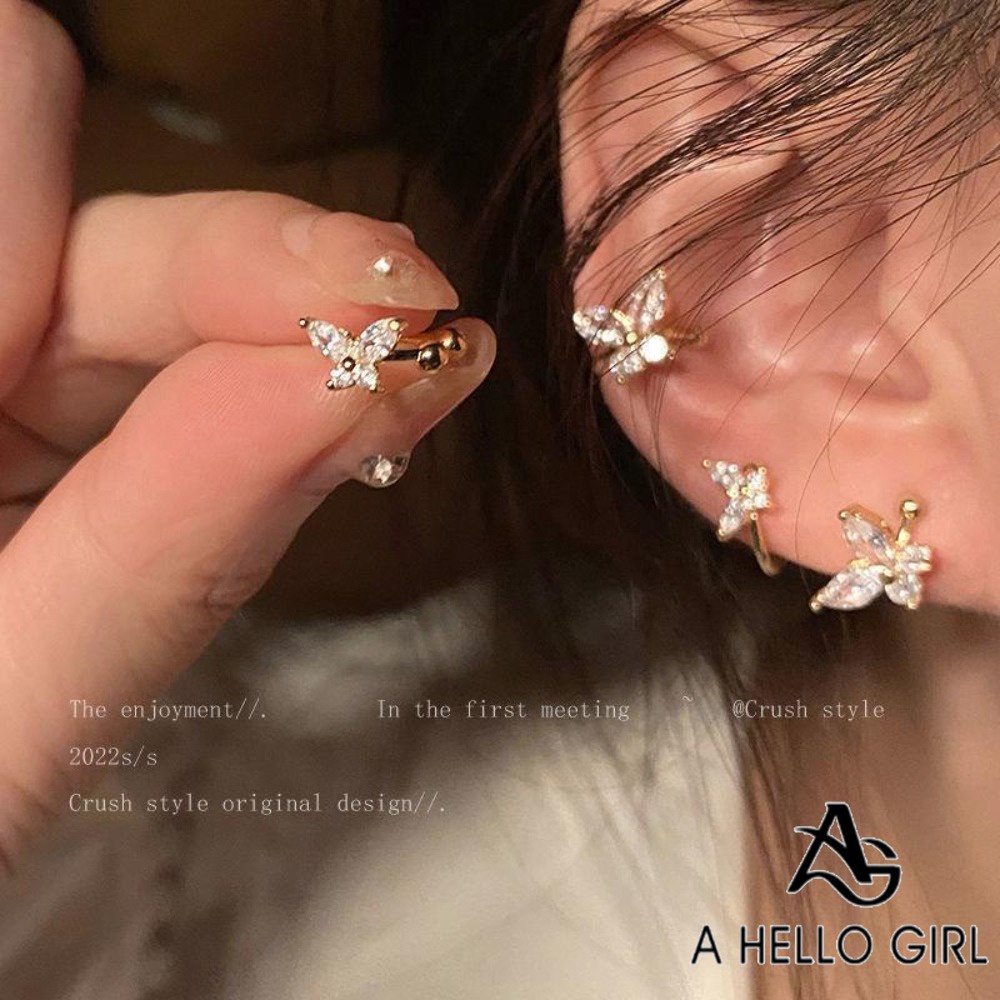 A HELLO GIRL ใหม่ ต่างหูแบบหนีบ รูปผีเสื้อ ไม่ต้องเจาะหู หรูหรา แฟชั่นฤดูร้อน สําหรับผู้หญิง 2023