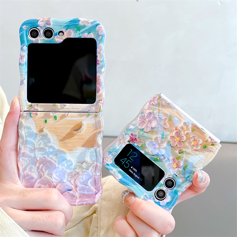 Fold Caseavy edge สําหรับ SAMSUNG Z Flip6 Flip5 Flip4 Flip3 Casing สําหรับสาวกันกระแทกเลนส์ป้องกันการ์ตูนกรณี (BYS154-G)