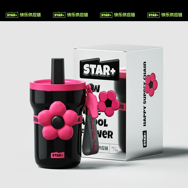 [พร้อมส่ง] star+กระติกน้ําร้อนสเตนเลส ลายดาว และดาว พร้อมหลอดดูด แบบพกพา