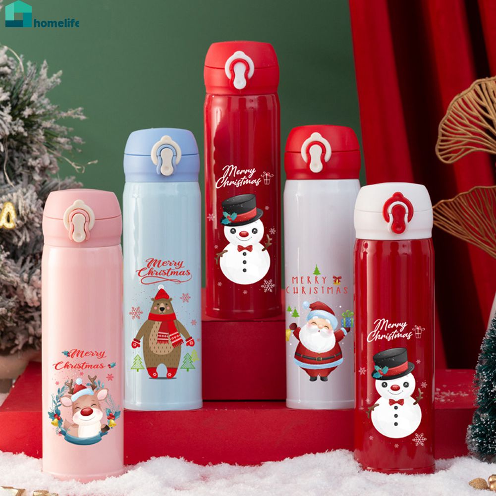 2023 คริสต์มาสของขวัญ THERMOS ถ้วยขวดน้ำสแตนเลส Xmas ความร้อนแก้วน้ำกระติกน้ำสูญญากาศ Elk Santa คริสต์มาสของขวัญเด็กใหม่ปีปัจจุบันบ้าน