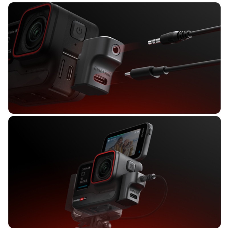【Original New】Insta360 Ace Pro/Ace Pro 2 Universal Audio Adapter Extension Accessories, Both Charging and External Microphone