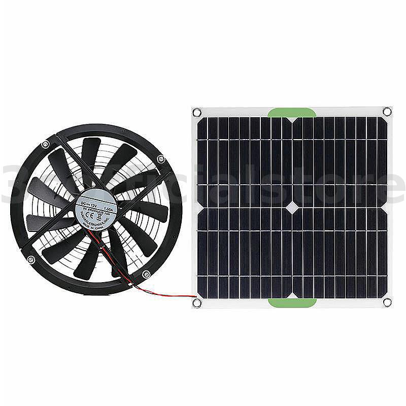 พัดลมระบายความร้อน พลังงานแสงอาทิตย์ ขนาดใหญ่ 12V 25 ซม. สําหรับห้องครัว ครัวเรือน