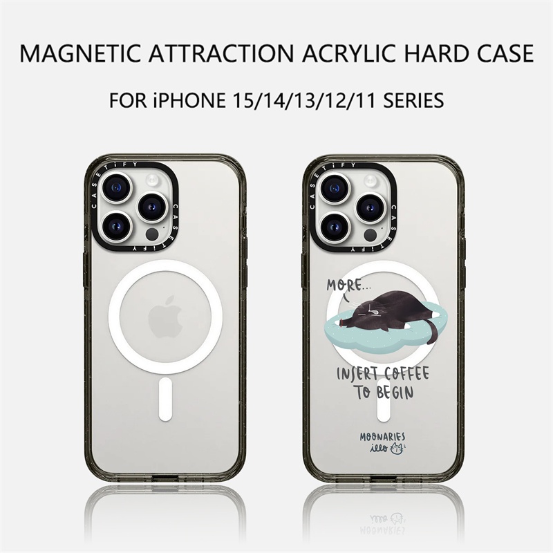 Casetify X เคสโทรศัพท์มือถืออะคริลิค TPU แข็ง แบบใส ขอบสีดํา พร้อมกล่อง สําหรับ Apple IPhone 11 12 13 14 15 Pro Max