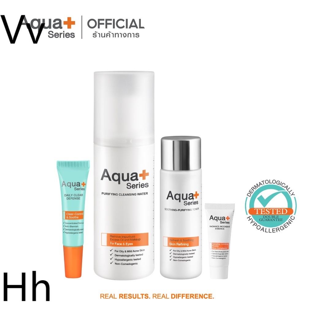 [AQUA10 ลด 130.-] AquaPlus Acne Solution Set (Daily Clear 7 g./Cleansing 150 ml. / Toner 50 ml / Rad