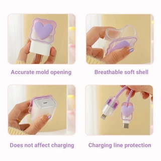 Charging Case For iPhone สายชาร์จข้อมูลพิมพ์ลายเกาหลีฝาครอบป้องกันสายเคเบิลข้อมูลป้องกันการแตกหักเชือกป้องกันการแตกหัก