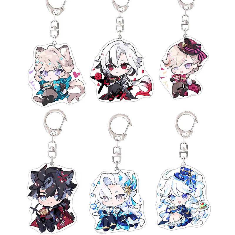 10 รูปแบบเกม Key Chain แหวนน่ารัก Charlotte Focalors Furina Wriothesley Neuvillette Lynette Lyney การ์ตูนพวงกุญแจอุปกรณ์เสริมจี้ของขวัญ
