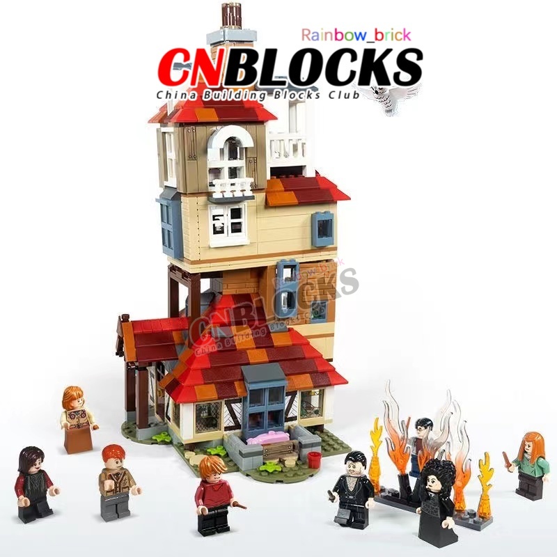 โจมตีบน Burrow 75980 (1047 ชิ้น) MOC ภาพยนตร์และเกม Harry Potter เด็กบล็อกอาคารของเล่นเด็กผู้ชายของข