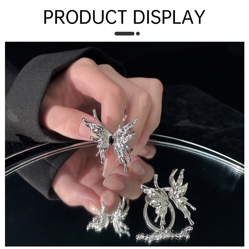 แหวนแฟชั่น รูปผีเสื้อ ขนาดเล็ก สําหรับผู้หญิงสไตล์ เกาหลี-Krismile.th - รูปที่ 3