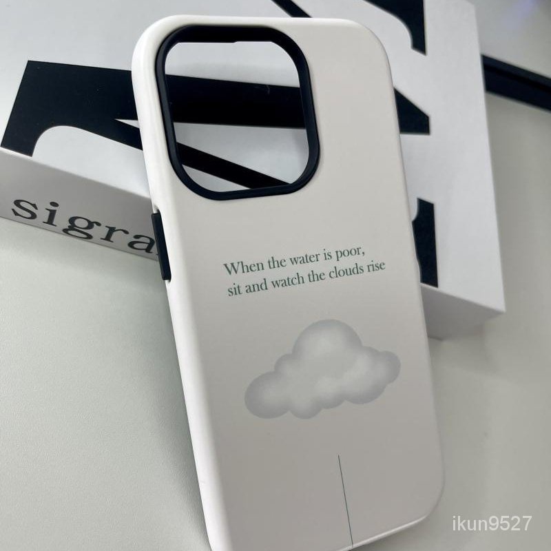 เคสโทรศัพท์มือถือแบบแข็ง สองชั้น ลายก้อนเมฆ เรียบง่าย สําหรับ Iphone 2-1 15Promax 14plus 13 12 11 XR
