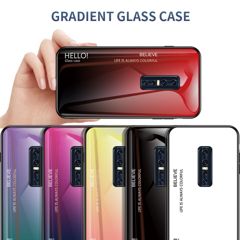 เคส สําหรับ Vivo V17 Pro V 17 VivoV17 Pro Vivo 1910 เคส ไล่ระดับสี กระจกนิรภัย เคสด้านหลัง - รูปที่ 2