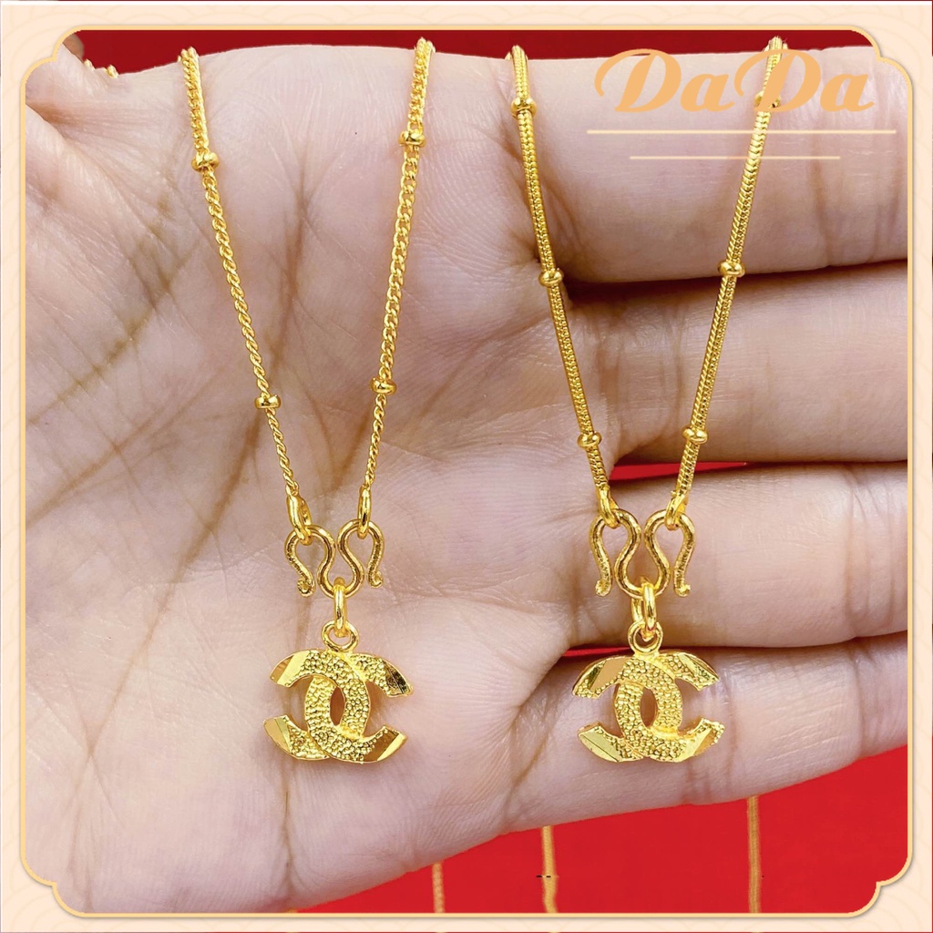สร้อยคอทองคําแท้ 98.9% 18K จี้รูปตัว C เคลือบทองคําแท้ 3-4 กรัม ทรงหลวม สไตล์อิตาลี สําหรับผู้หญิง