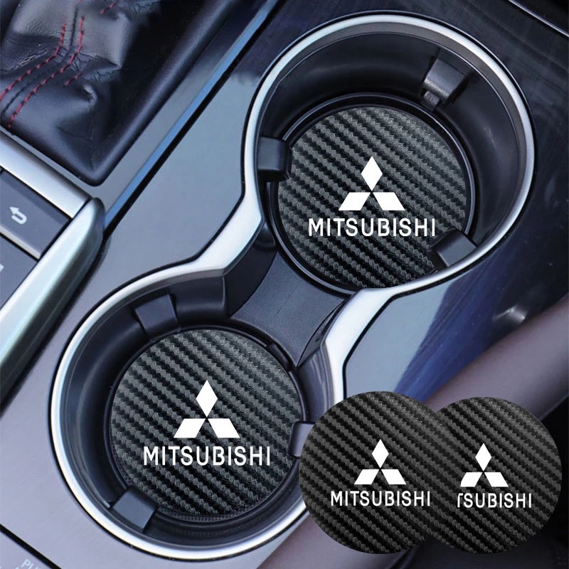 แผ่นรองแก้วน้ําหนัง ป้องกันเสียงรบกวน สําหรับ Mitsubishi ASX Pajero Outlander Lancer Evo EX Mirage Grandis Eclipse 2 ชิ้น