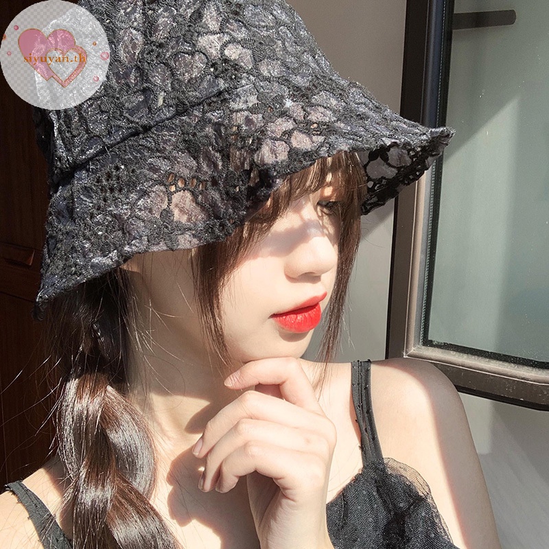 Siyuyan หมวกบักเก็ต หมวกชาวประมง หมวกบังแดด ระบายอากาศ ลูกไม้ ดอกไม้ น่ารัก หวานแหวว แฟชั่นสําหรับผู้หญิง TH