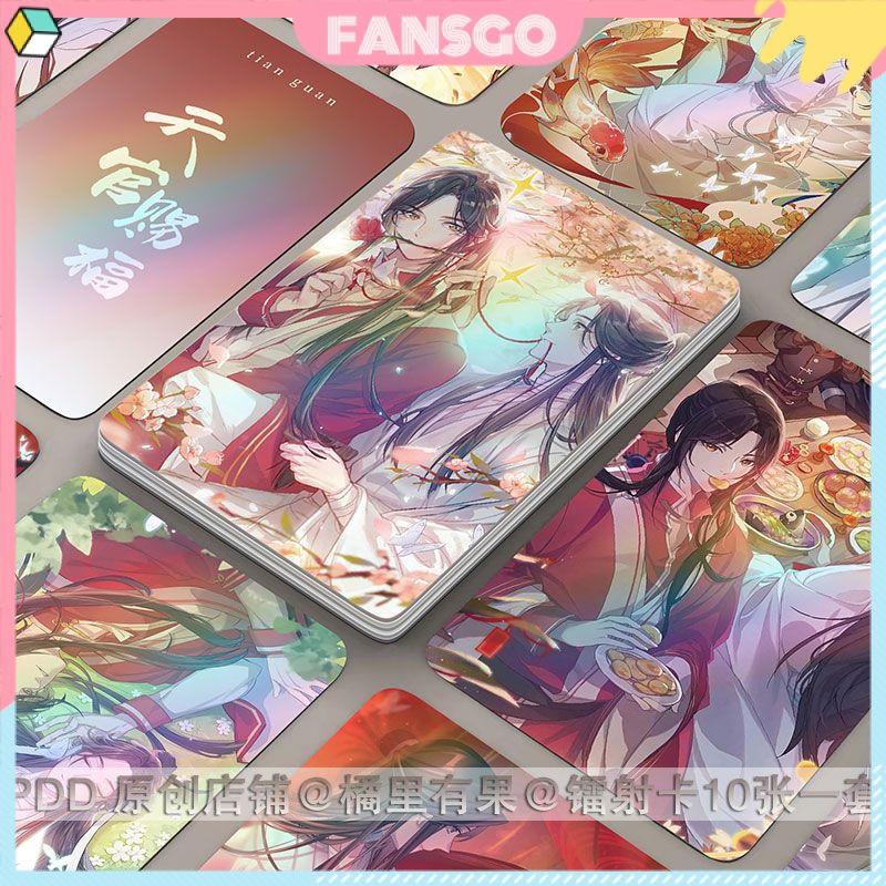 สวรรค์ประทานพร Tian Guan Ci Fu /Heaven Official's Blessing โฟโต้การ์ดเลเซอร์ ทรงกลม พิมพ์ลายการ์ตูนอนิเมะ ขนาด 10 ซม. สําหรับตกแต่งบ้าน HuaCheng Xielian