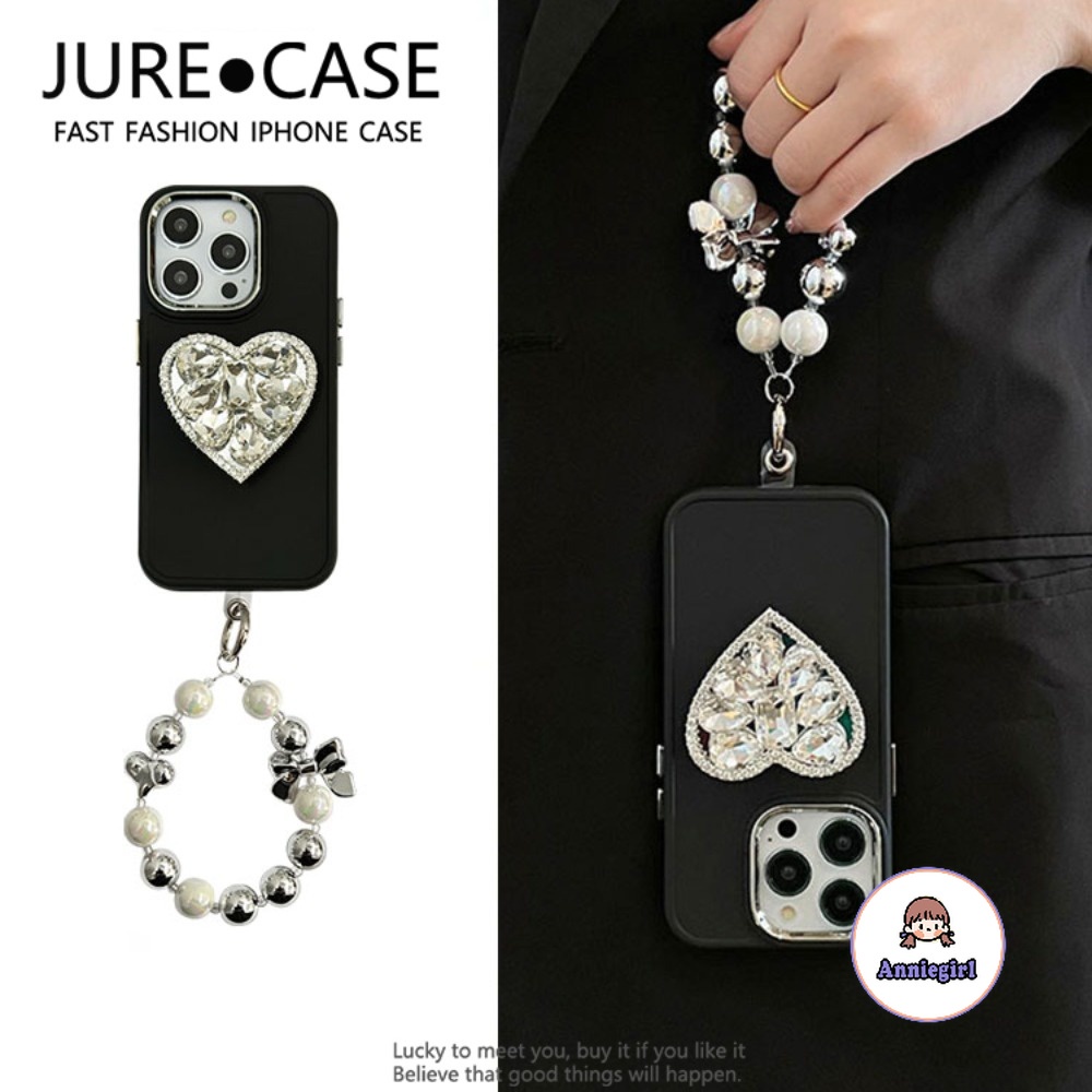 Ins เคสโทรศัพท์มือถือ ประดับลูกปัดเพชร รูปหัวใจ 3D ป้องกันสิ่งสกปรก สําหรับ Iphone 11 13 14 Pro Max 12 15 ProMax