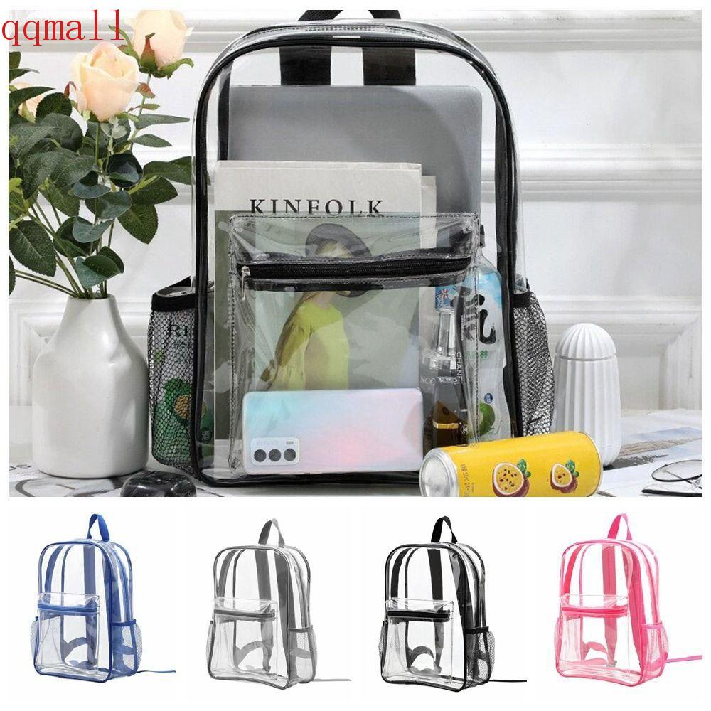 Qqmall กระเป๋าเป้สะพายหลัง Pvc ใส มีซิป กันน้ํา ขนาดใหญ่ จุของได้เยอะ สําหรับเดินทาง