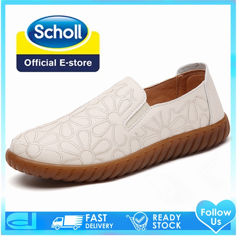 Scholl รองเท้าโลฟเฟอร์ รองเท้าหนังลําลอง ส้นแบน ขนาดใหญ่ สําหรับผู้หญิง ไซซ์ 40 41