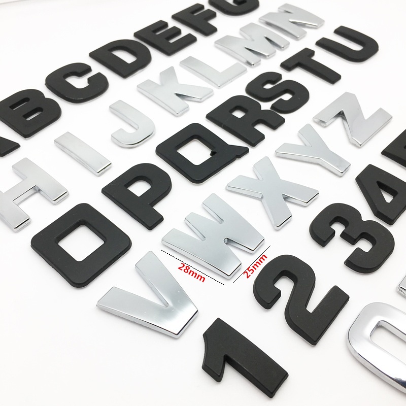 สติกเกอร์โลหะโครเมี่ยม ลายตัวอักษร 3D ขนาด 25 มม. สําหรับตกแต่งรถยนต์ DIY