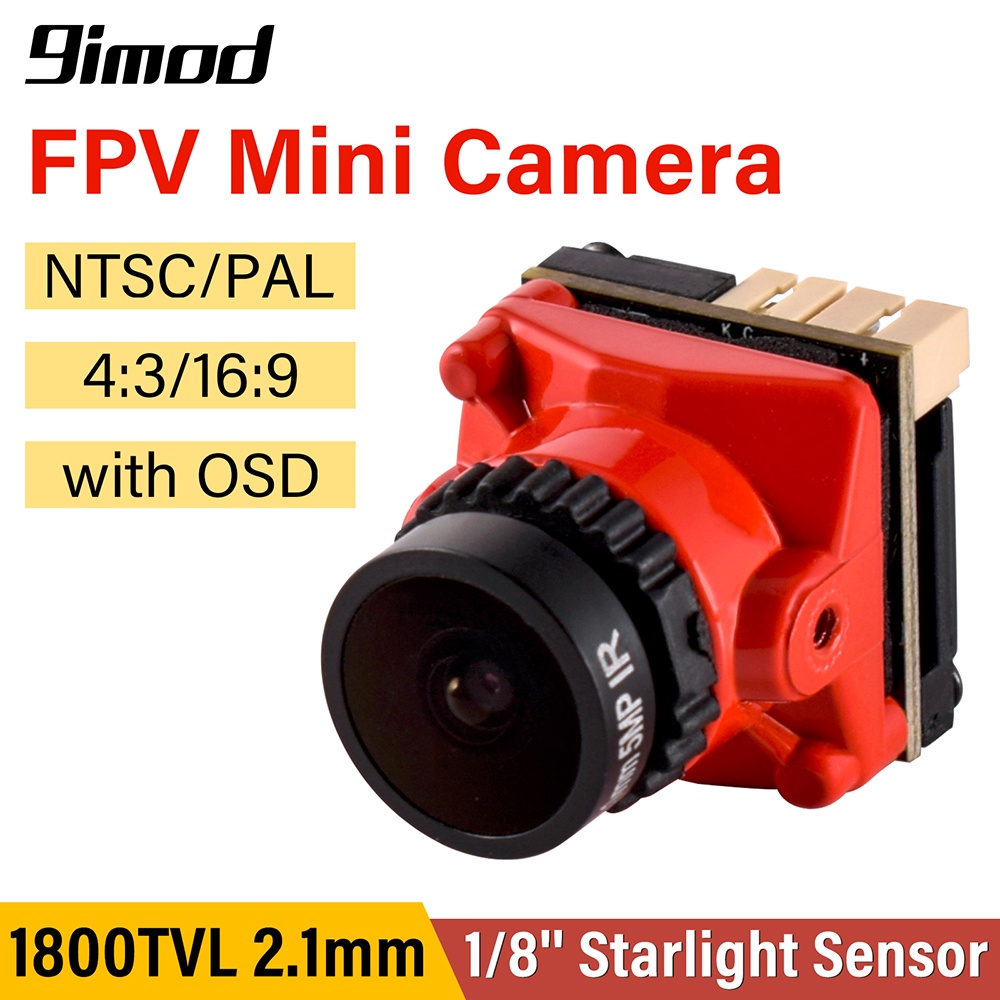 9imod FPV กล้อง 1800TVL 5MP 2.1 มม. 1/8 นิ้ว เซนเซอร์แสงดาว สําหรับโดรนแข่งขัน RC FPV