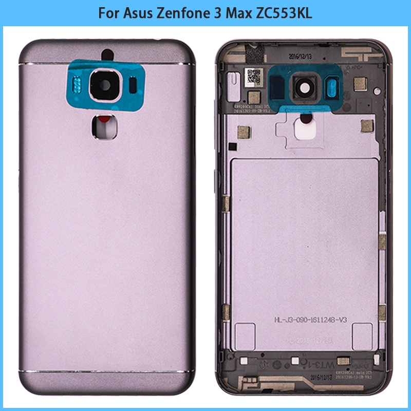 ใหม่ ZC553KL ด้านหลังสําหรับ Asus Zenfone 3 Max ZC553KL โลหะแบตเตอรี่ปกหลังประตูเลนส์กล้องเปลี่ยนซ่อ