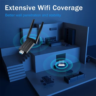 GOOJODOQ อะแดปเตอร์ WIFI AC1300 USB3.0 ไร้สาย Dual Band 2.4 Ghz + 5 Ghz สําหรับแล็ปท็อปพีซีเดสก์ท็อป