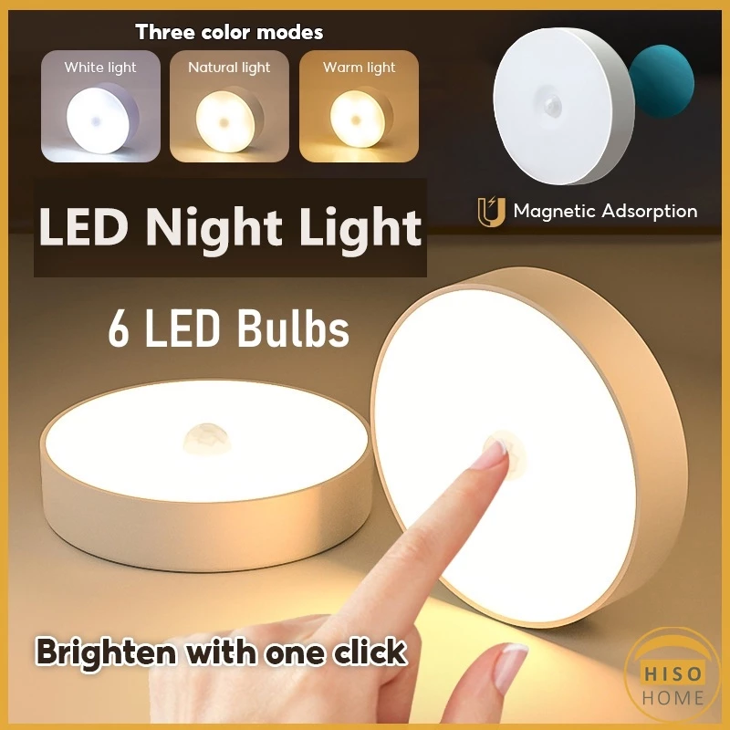 โคมไฟหัวเตียง LED 0.6w ชาร์จ โคมไฟ ยึดผนังด้วยแม่เหล็ก LED Button night light