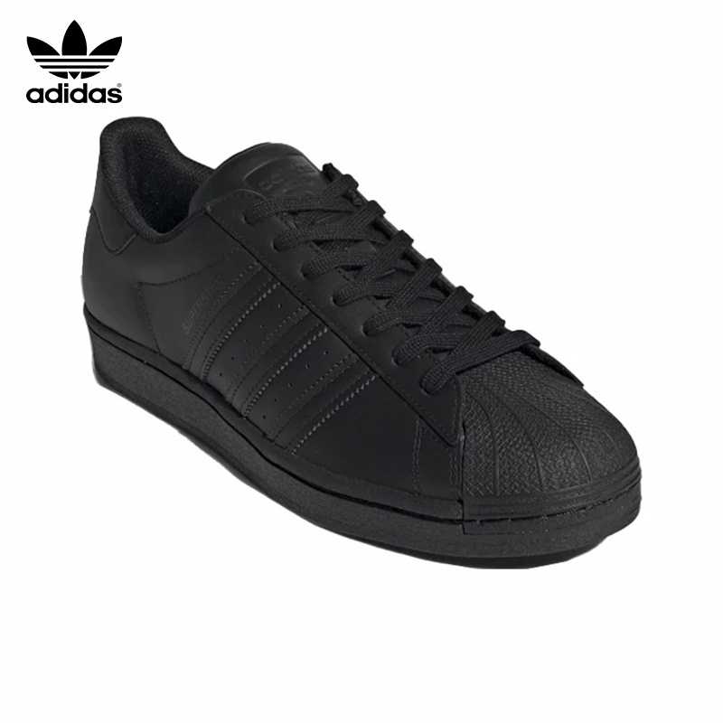 [กล่องเดิม] รองเท้าผ้าใบ adidas original Superstar low top สำหรับผู้ชายและผู้หญิง - สีดำล้วน แฟชั่น