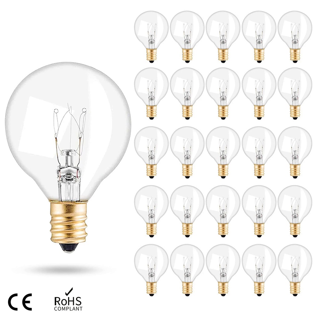 Globe Replacement Light Bulbs G40 7W Tungsten Edison Bulbs E12 2200K Warm White for Patio Lighting D