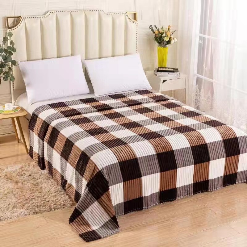ผ้าห่มนาโนลายสก็อต ผืนใหญ่ 7ฟุต 200*230ซม. เนื้อผ้านุ่มลื่น Fleece Blanket