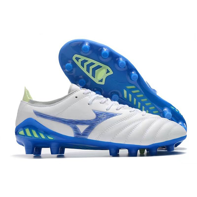 Mizuno morelia neo II MD สีฟ้าพิมพ์ FG รองเท้าฟุตบอลกลางแจ้งรองเท้าผู้ชายรองเท้าฟุตบอล unisex Morel