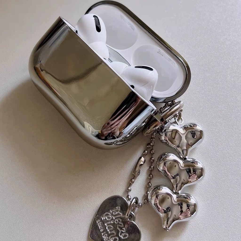 เคสหูฟัง ชุบไฟฟ้า ลายหัวใจ หรูหรา สําหรับ  for AirPods pro 3 4  for airpods  Pro2 AirPods 1 2 3