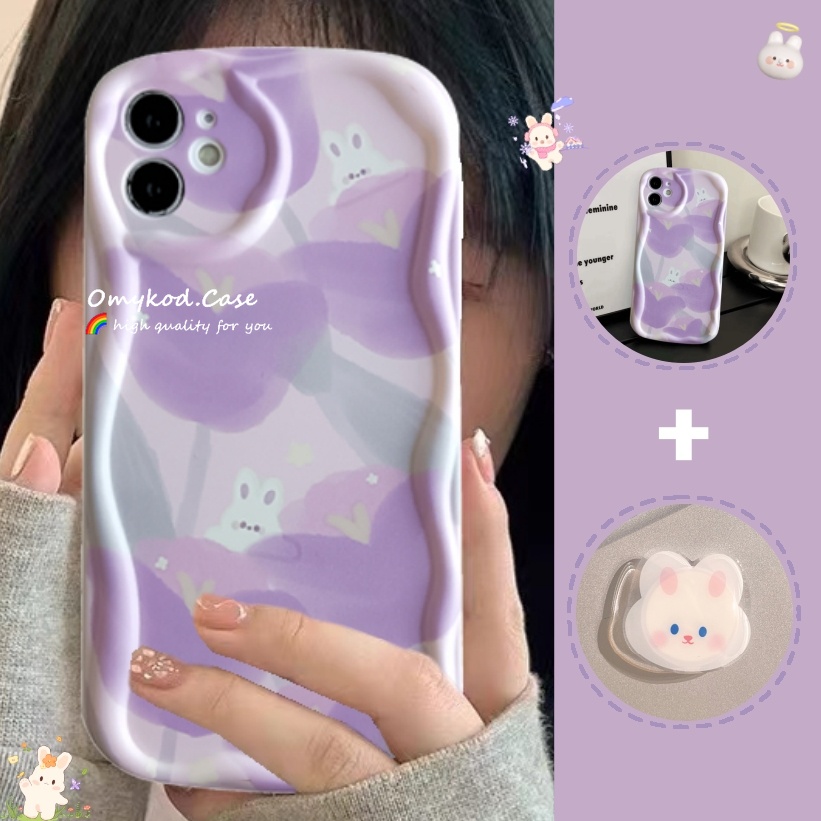 เคสโทรศัพท์มือถือแบบนิ่ม ลายกระต่ายน่ารัก พร้อมที่ตั้งวาง สําหรับ Samsung A15 A05 A05s A14 A13 A12 A53 A52 A51 A04 A03S A22 A23 A24 A32 A33 A34 A50 A30 A50S A54