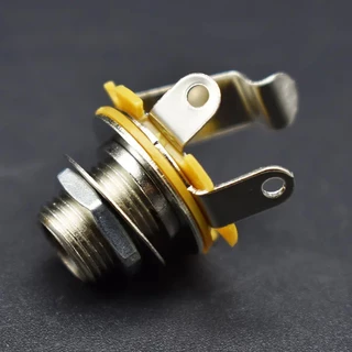 2ชิ้นโลหะ1/4 "โมโนอินพุตแจ็คเสียบซ็อกเก็ตกีตาร์ไฟฟ้าเบสกีต้าร์รถกระบะเอาท์พุทแจ็คเสียบซ็อกเก็ต6.35มิลลิเมตรทองสีดําโครเมี่ยม