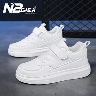 รองเท้าผ้าใบลําลอง หนัง PU ส้นแบน ใส่สบาย สําหรับเด็กผู้ชาย เหมาะกับการเล่นเทนนิส สเก็ตบอร์ด ไซซ์ 27 ถึง 38 มีสีดํา สีขาว 2023