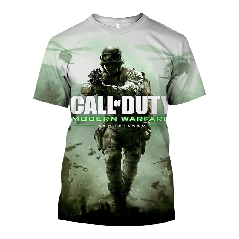 Call Of Duty FPS เกมยิง T เสื้อสําหรับชายแฟชั่นสบายๆลูกเรือคอ Retro แขนสั้นฤดูร้อน Hip Hop Harajuku 