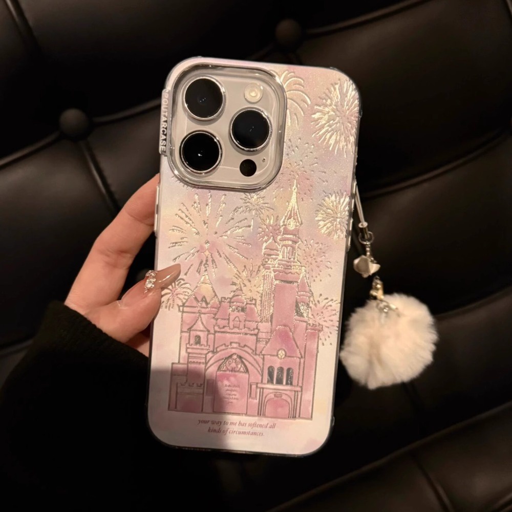 เคสโทรศัพท์มือถือ ชุบไฟฟ้า กันรอยกล้อง ลายดอกไม้ไฟ พร้อมสายคล้องข้อมือ สไตล์เกาหลี สําหรับ IPhone 14 Pro MAX 15 14 13 12 11 Pro MAX 15 14 Plus X XS MAX XR