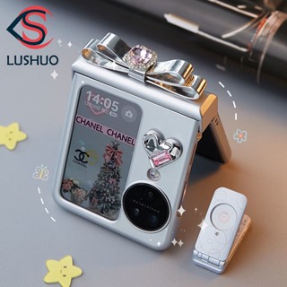 Lushuo เคสโทรศัพท์มือถือ ฝาพับ ปิดด้านหลัง ลายโบว์ 3D ประดับ…