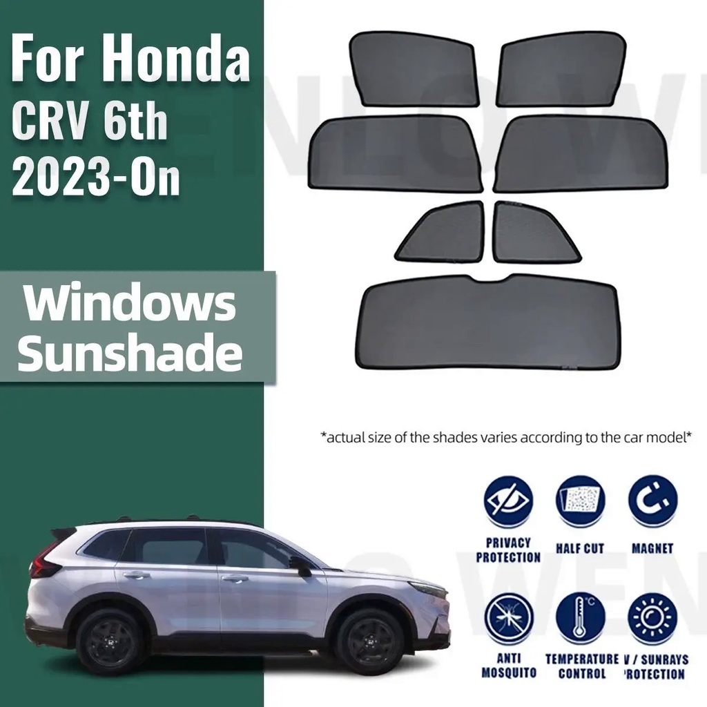 สําหรับ Honda CRV CR-V RS VI 2023 2024 ม่านบังแดดรถยนต์แม่เหล็กด้านหน้ากระจกกรอบผ้าม่านด้านหลังหน้าต่าง Sun Shades Visor