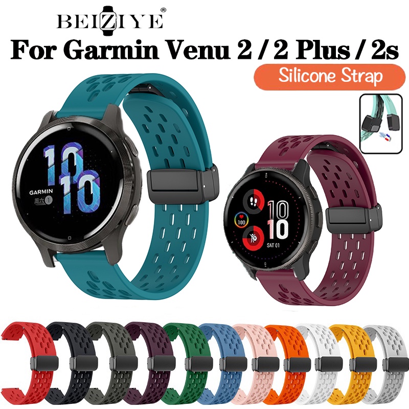 สายนาฬิกาข้อมือซิลิโคน หัวเข็มขัดแม่เหล็ก สําหรับ Garmin Venu 2 Plus Garmin Venu 2 Venu 2s