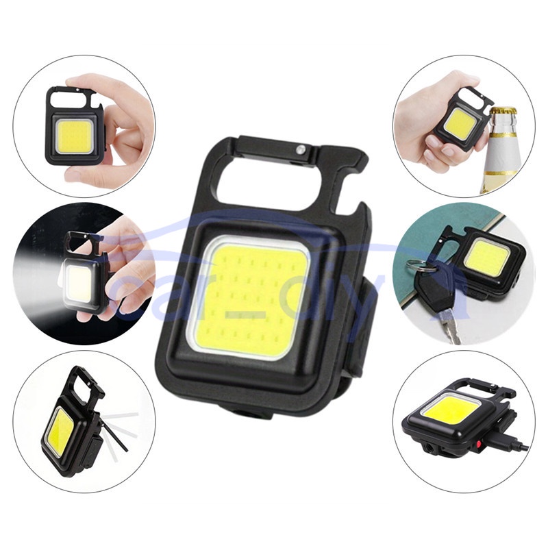 1 ชิ้น ไฟ LED ขนาดเล็ก แบบพกพา โคมไฟชาร์จ USB ไฟฉาย COB พวงกุญแจ สกรู สําหรับตั้งแคมป์กลางแจ้ง ไฟเดินป่า