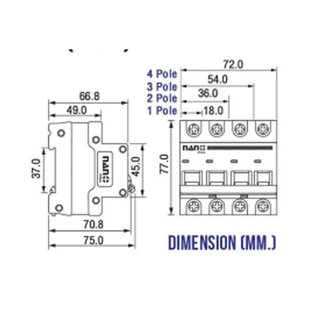 **DC** NANO เบรกเกอร์ โซล่าเซล DC 500V 2P ไฟกระแสตรง 6ka 10a 16A 20a 25A 32A 40a 50a 63A MCB BREAKER IEC60947-2 นาโน