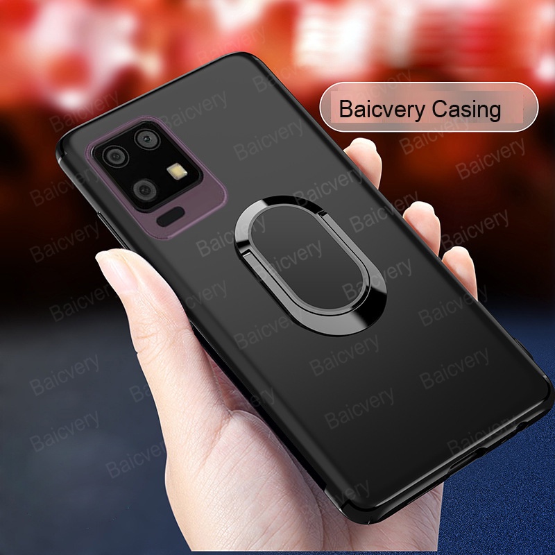 เคสโทรศัพท์มือถือ ซิลิโคนนิ่ม TPU ผิวด้าน กันกระแทก พร้อมขาตั้ง ทรงวงรี สีดํา สําหรับ Sharp Aquos Se