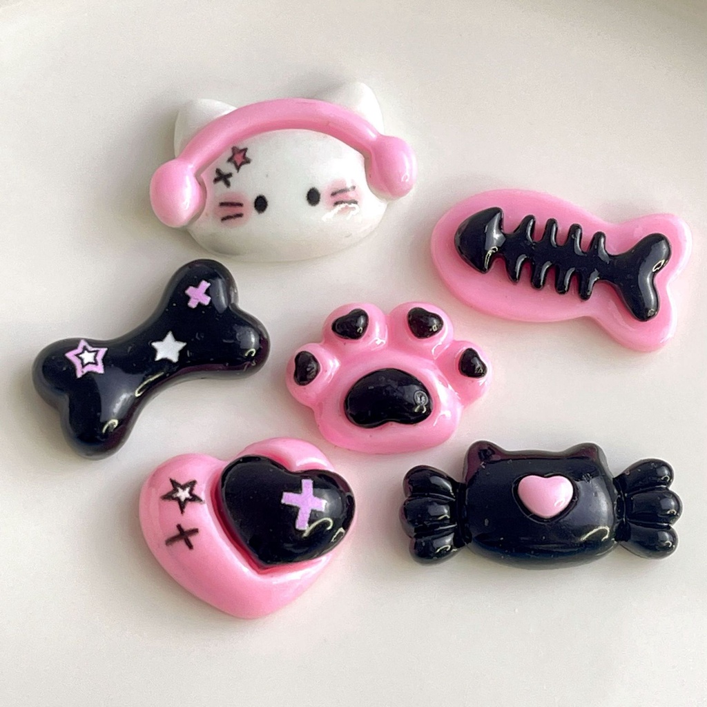 [3 #] สติกเกอร์เรซิ่น รูปกระดูกแมวน่ารัก diy สําหรับติดตกแต่งตู้เย็น และรองเท้า