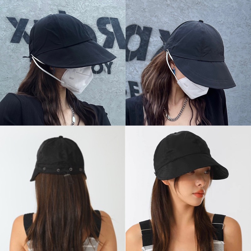 (HV) หมวกแก๊ป (ผ้าร่ม) ป้องกันกันแดด มีที่ไว้คล้องแมส รูปที่ 5