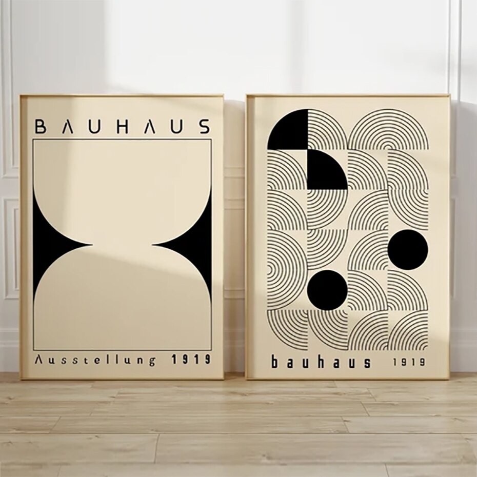 Mid Century โมเดิร์น Bauhaus Wall Art โปสเตอร์บทคัดย่อเรขาคณิตภาพวาดผ้าใบ Boho พิมพ์ตกแต่งบ้าน