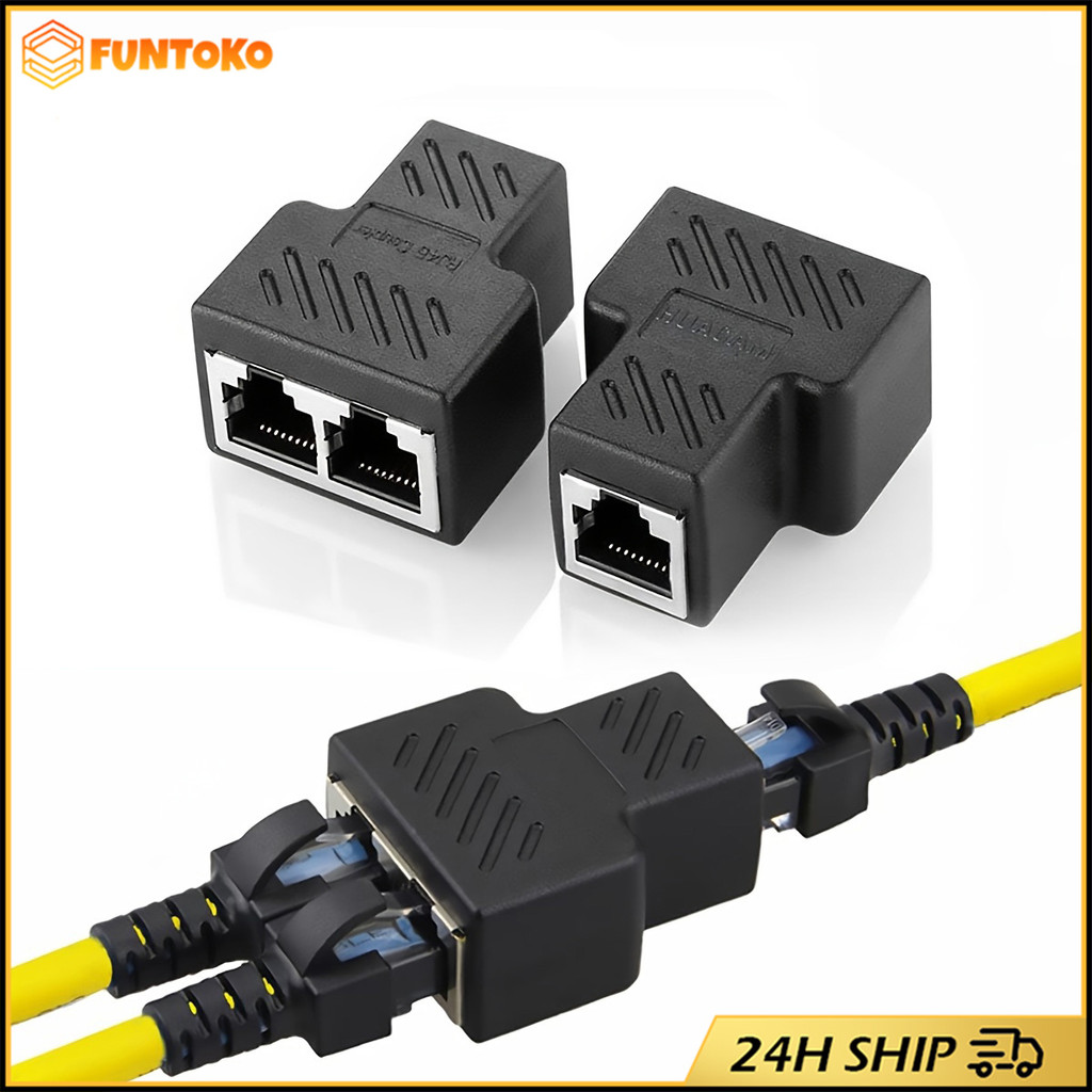 สินค้ามีคุณภาพ 1ชิ้น ข้อต่อแยก Lan RJ45 1 ออก 2 (ใช้ได้ทีละเส้น) Cat5e Cat6 ใช้ได้ หัวต่อแยกสายแลน อุปกรณ์เสริม