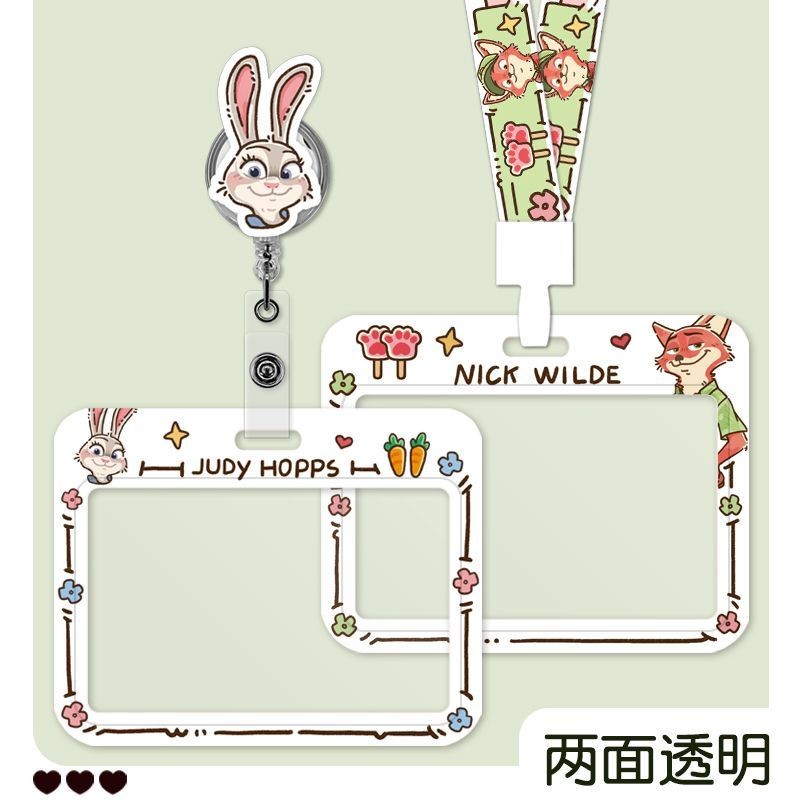สองด้านโปร่งใสคู่สไตล์ Judy Nick Card Holder รุ่นแนวนอน ID Holder Medical Staff Badge คลิปหัวเข็มขัด Lanyard
