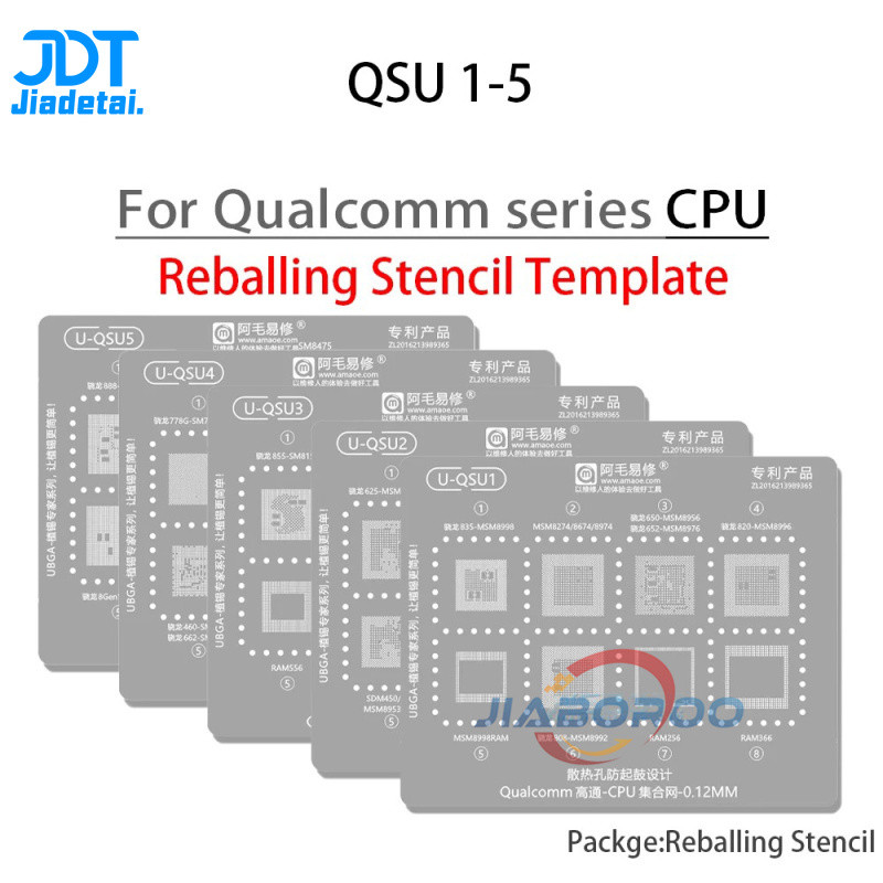 Amaoe U-QSU1-6 BGA Reballing Stencil สําหรับ Qualcomm series CPU SM8750 SM8650 SM8635 SM8350 SM8250 